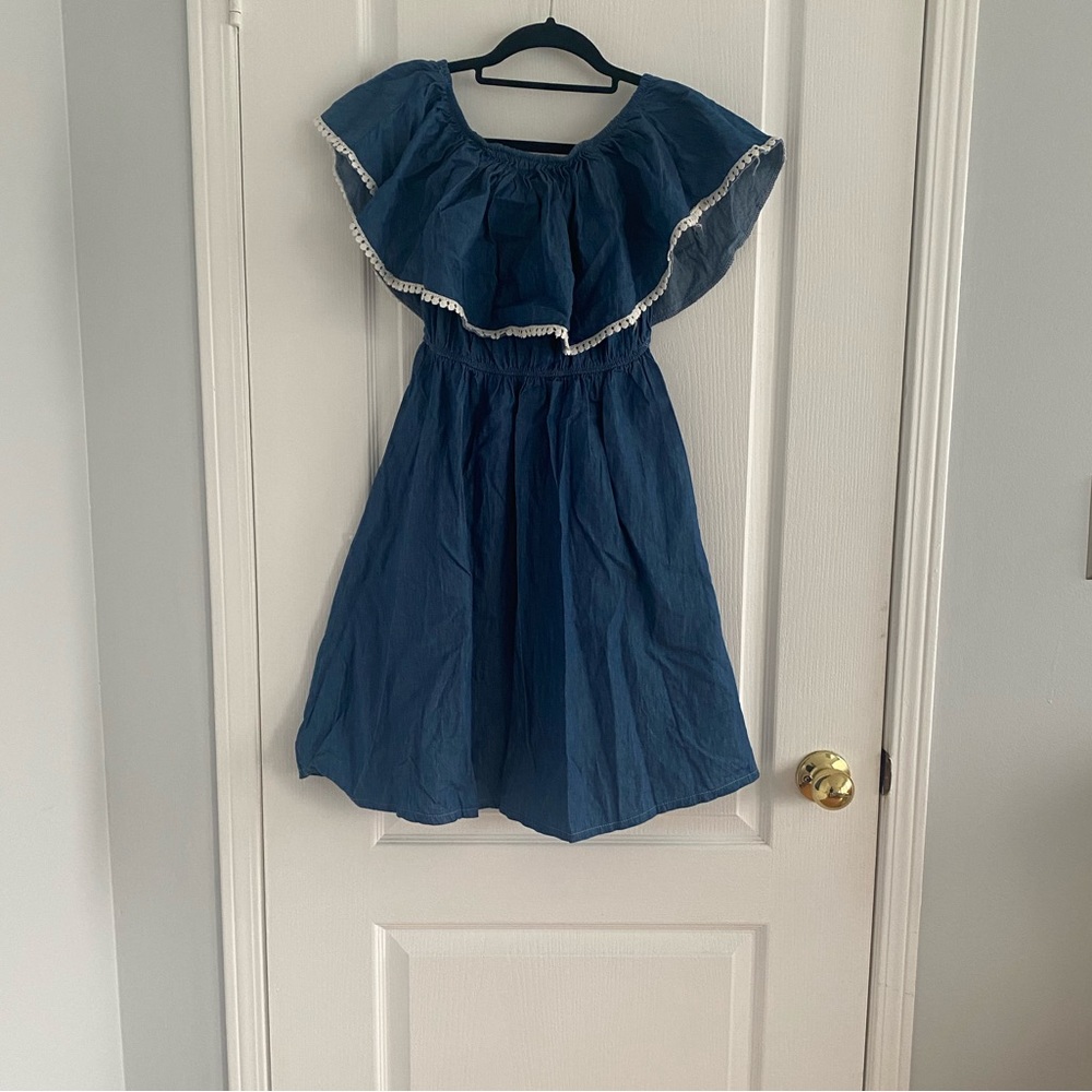 Off the shoulder Jean Ruffle Mini Dress